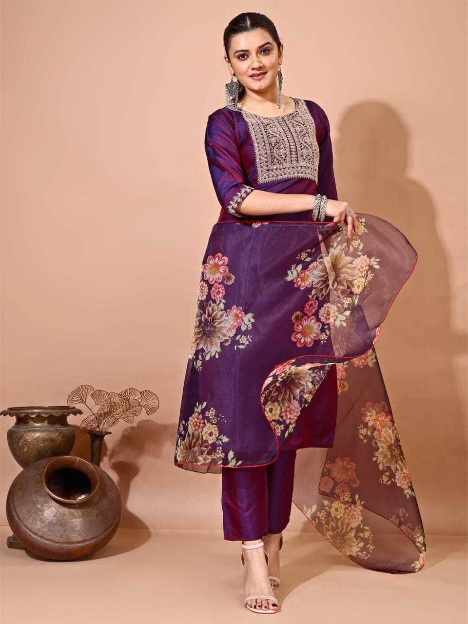 Silk Embroidered Kurti - MYLUXURY LANE ENTERPRISE